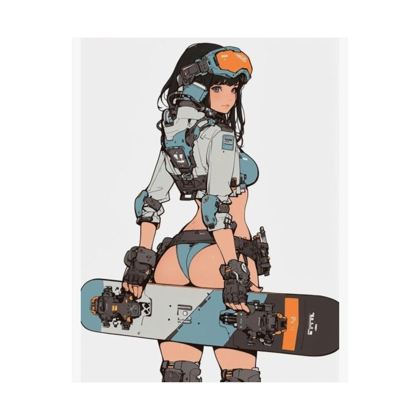 Cyberpunk Snowboard Girl Poster | Waifu Girl Anime Manga Matte Vertical Poster