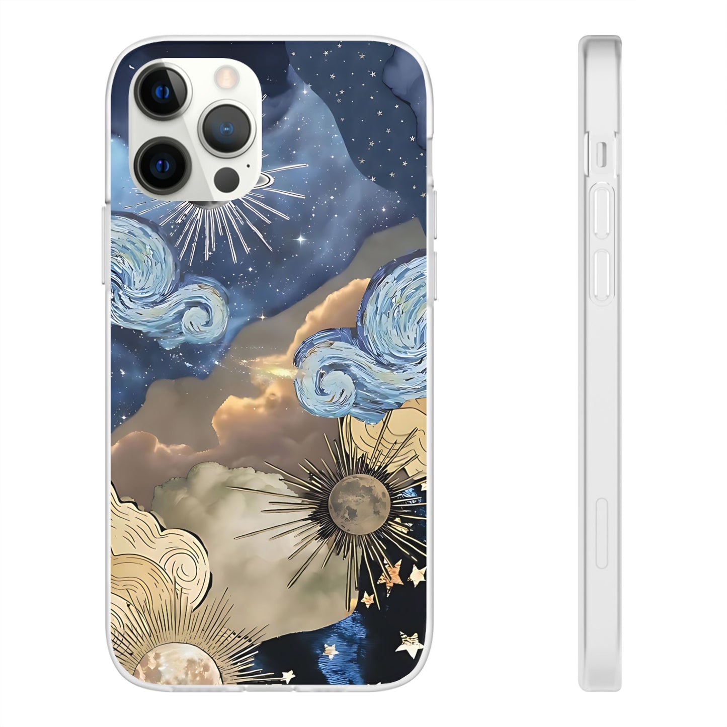 Celestial Flexi Case, Boho Phone Cover, Galaxy Protection, Starry Night Design,