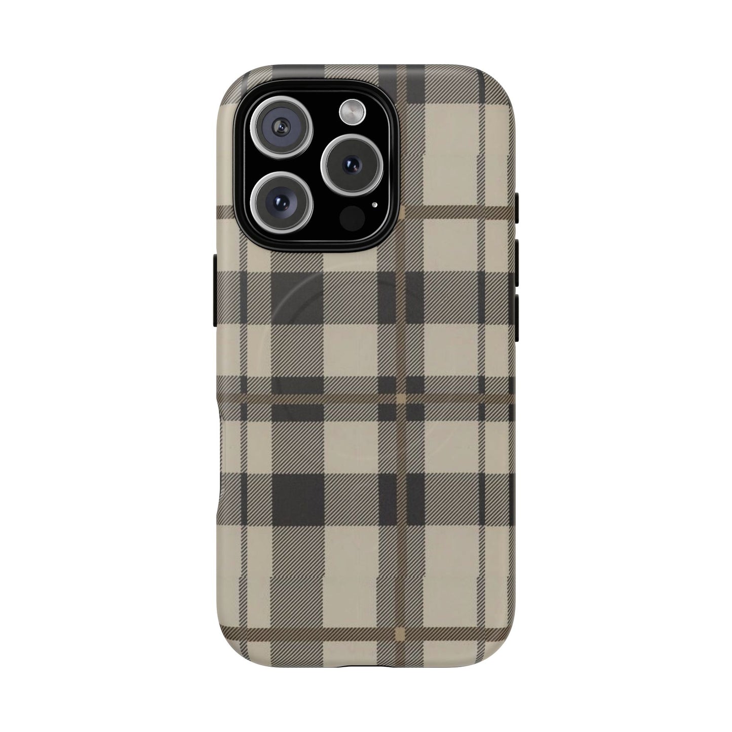 Neutral Plaid Phone Case Tough Magnetic Case | Beige Tartan Gift Idea