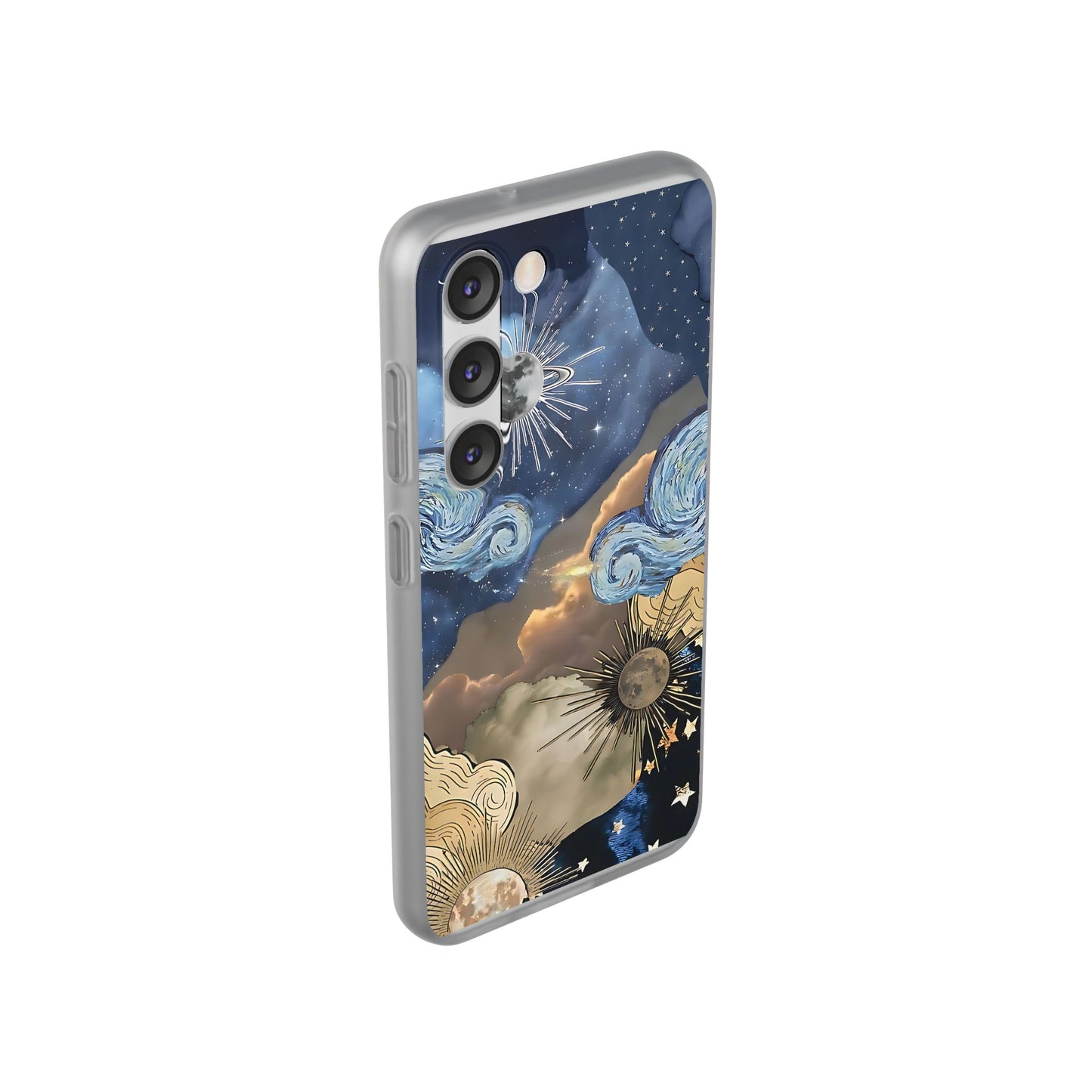 Celestial Flexi Case, Boho Phone Cover, Galaxy Protection, Starry Night Design,