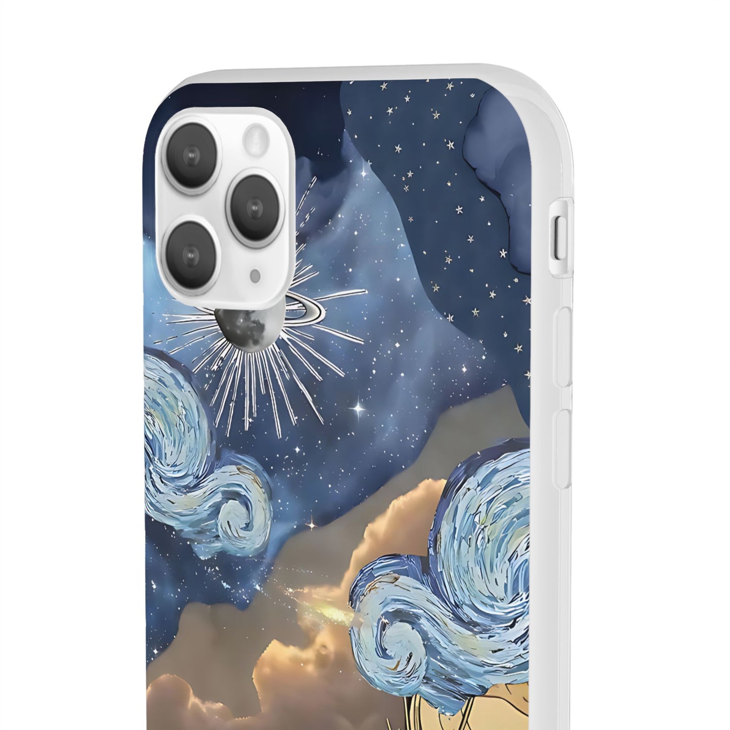 Celestial Flexi Case, Boho Phone Cover, Galaxy Protection, Starry Night Design,