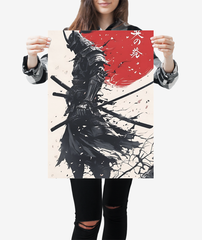 Samurai Warrior Matte Vertical Posters Japanese Samurai Preparing For Battle