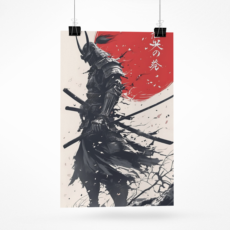 Samurai Warrior Matte Vertical Posters Japanese Samurai Preparing For Battle