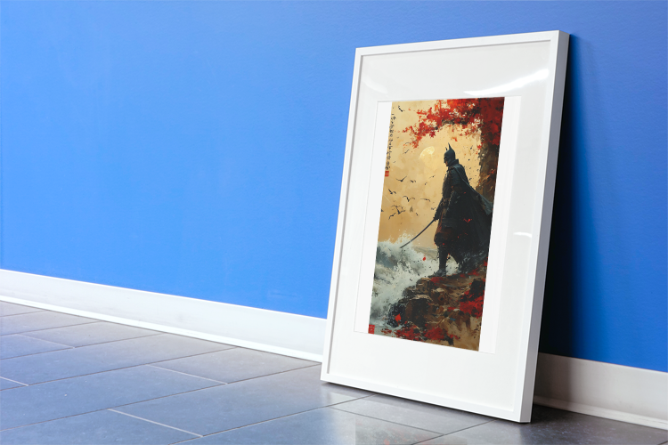 Japanese Painting Matte Vertical Posters Dark Night Samurai Great Wave Art