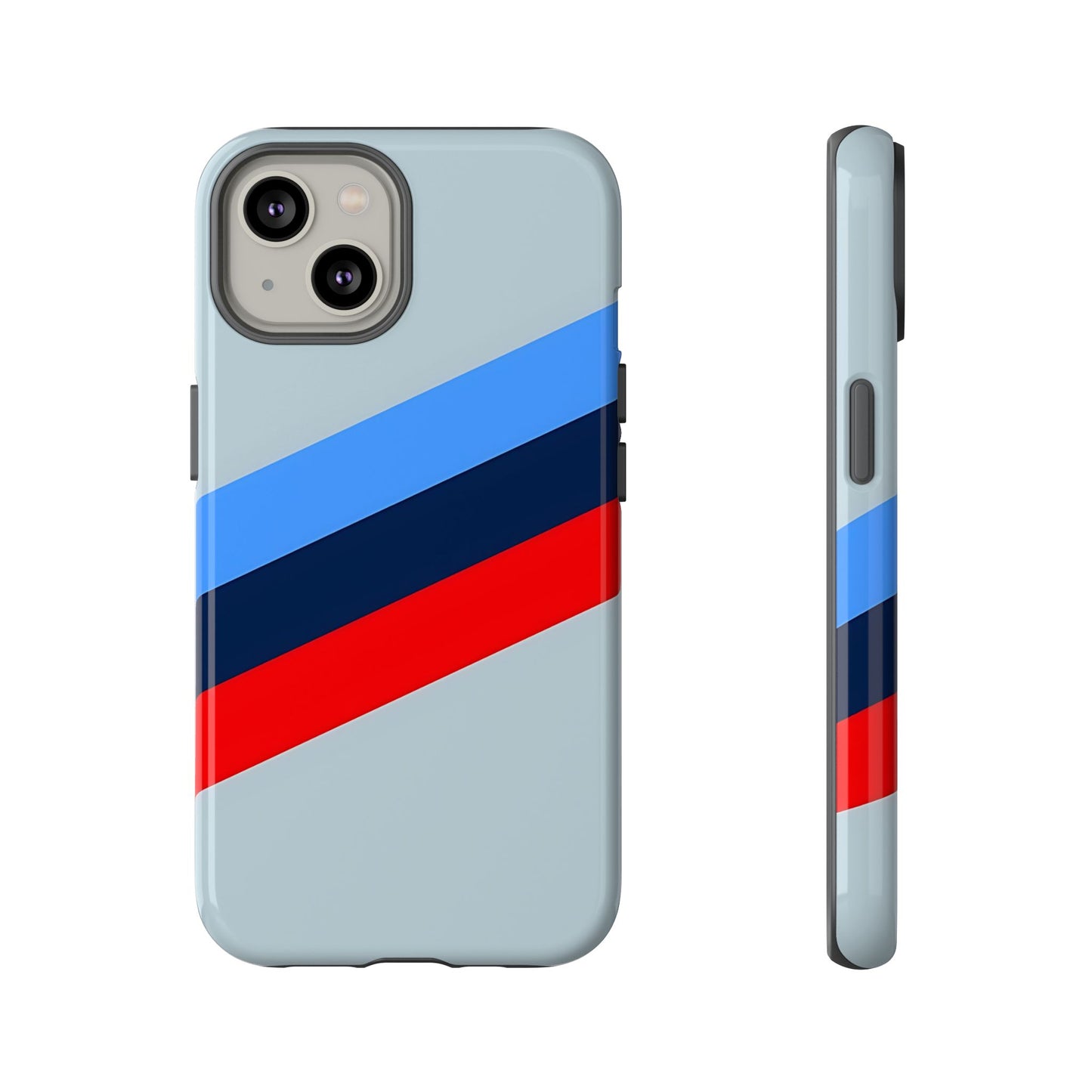 Gray Tough Case For iPhone, Samsung Galaxy and Google Pixel, Blue & Red Stripe