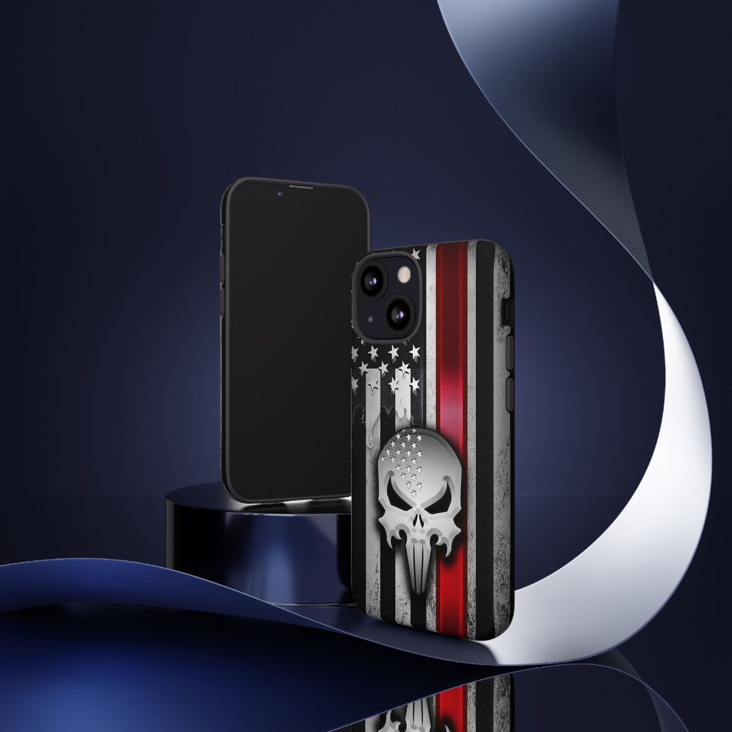 Tough Cases For iPhone, Galaxy and Pixel,  Thin Red Line, Jake Skull Design