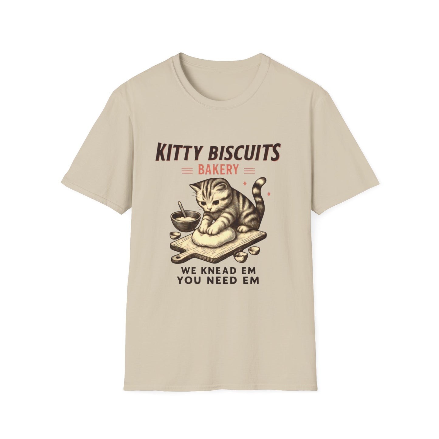 Kitty Biscuits Bakery T-Shirt | Cat Baking Graphic T, Softstyle Gift