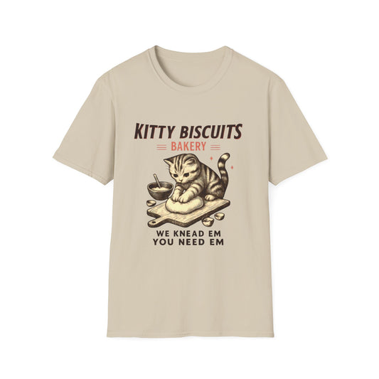 Kitty Biscuits Bakery T-Shirt | Cat Baking Graphic T, Softstyle Gift