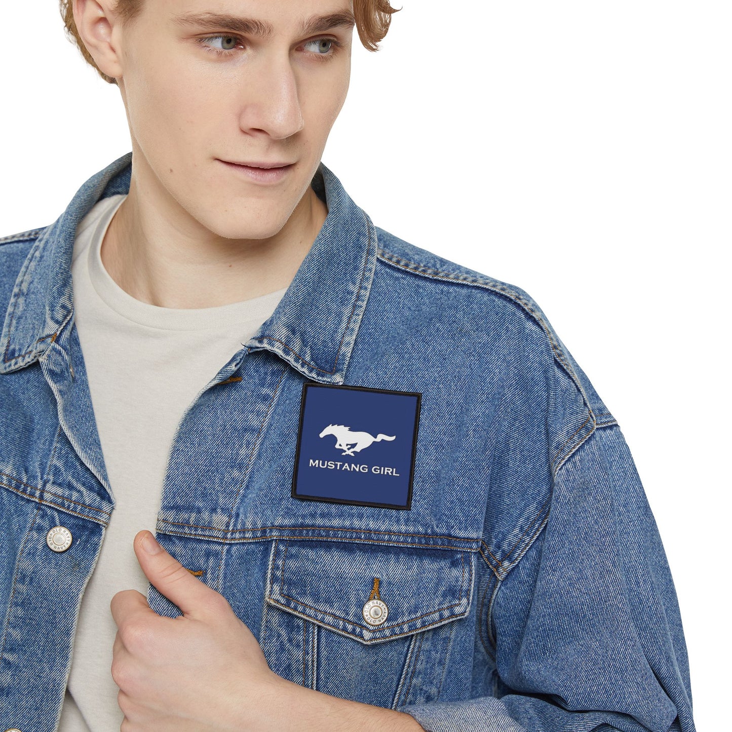 Mustang Girl Blue Iron-On Patches,  Motorsports Ford Owner Accent