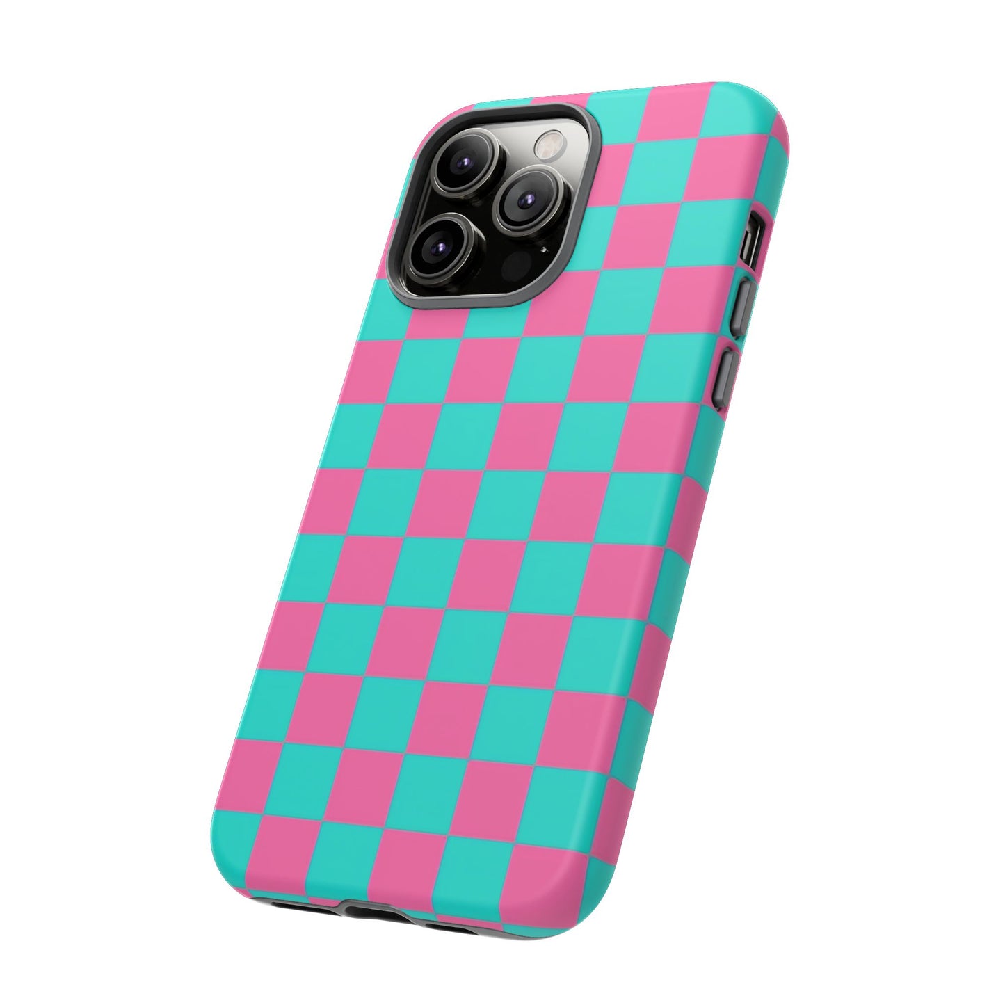 Hot Pink And Teal Checker Pattern Tough Case for iPhone, Galaxy Phones and Google Pixel