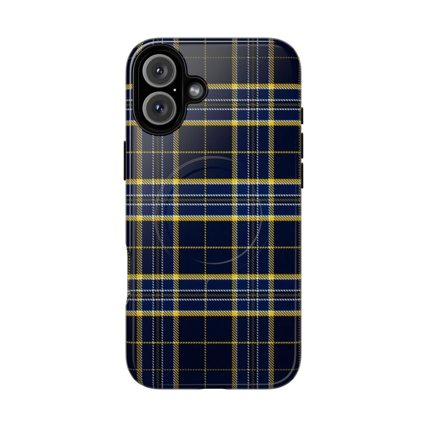 Navy Yellow Plaid Phone Case Tough Magnetic Case | Plaid iPhone Cover