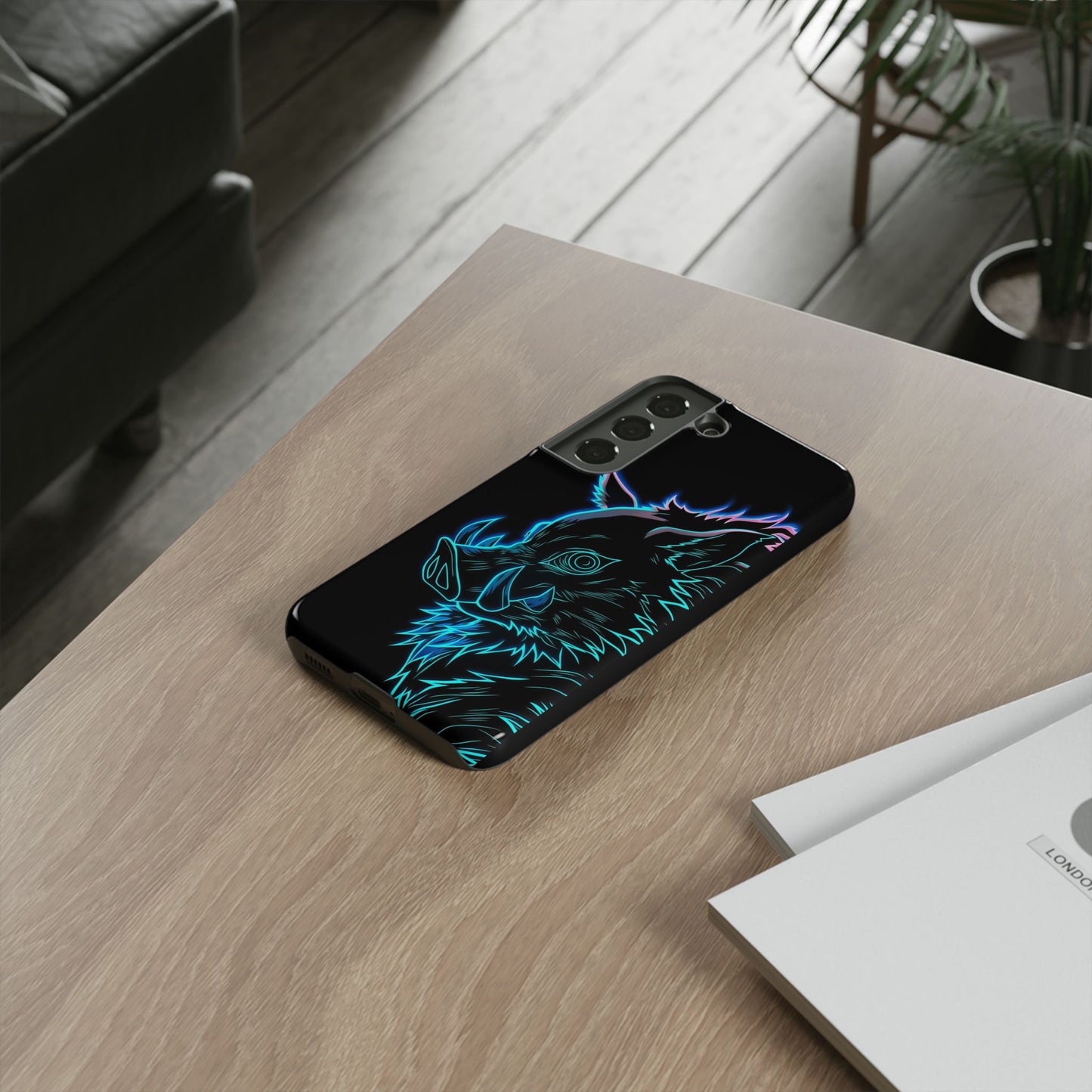 Tough Cases For iPhone, Galaxy, Anime Hashibira Beast Slayer Neon Design