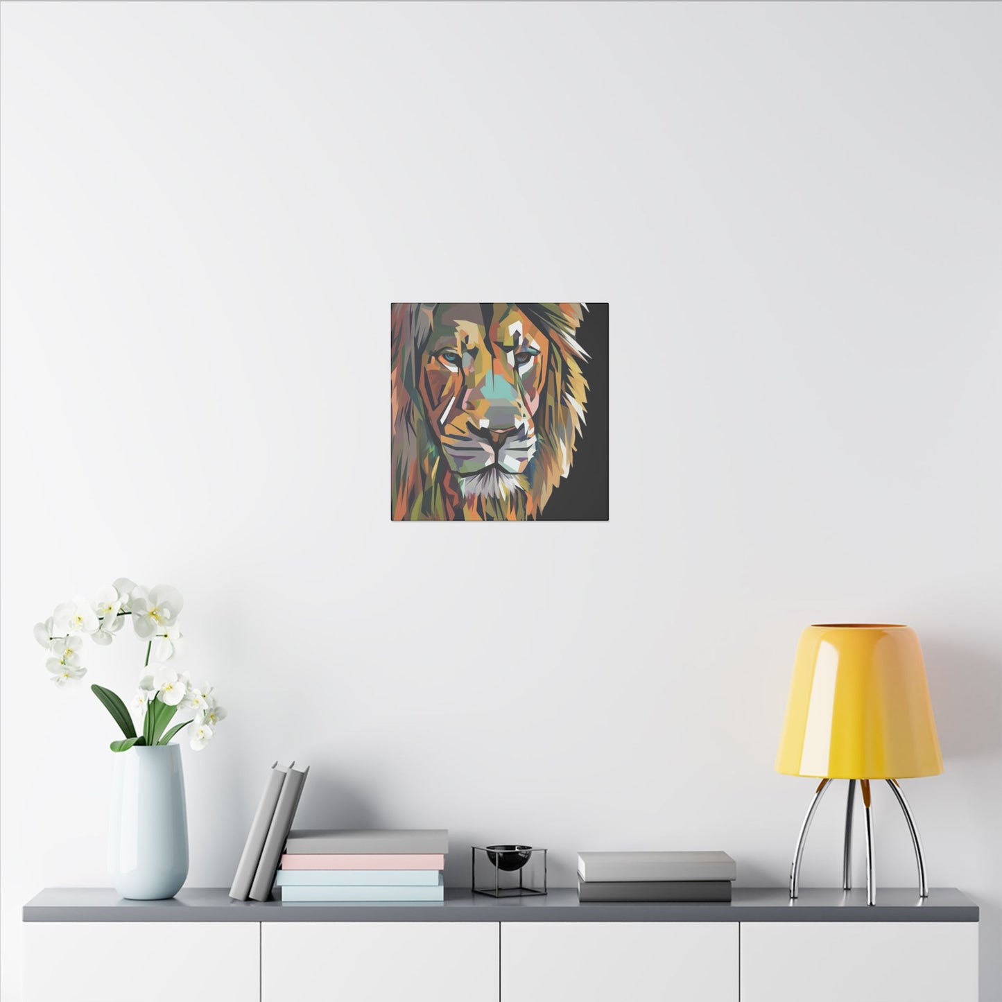 Geometric Lion Face Matte Canvas Print, Custom Wall Decor