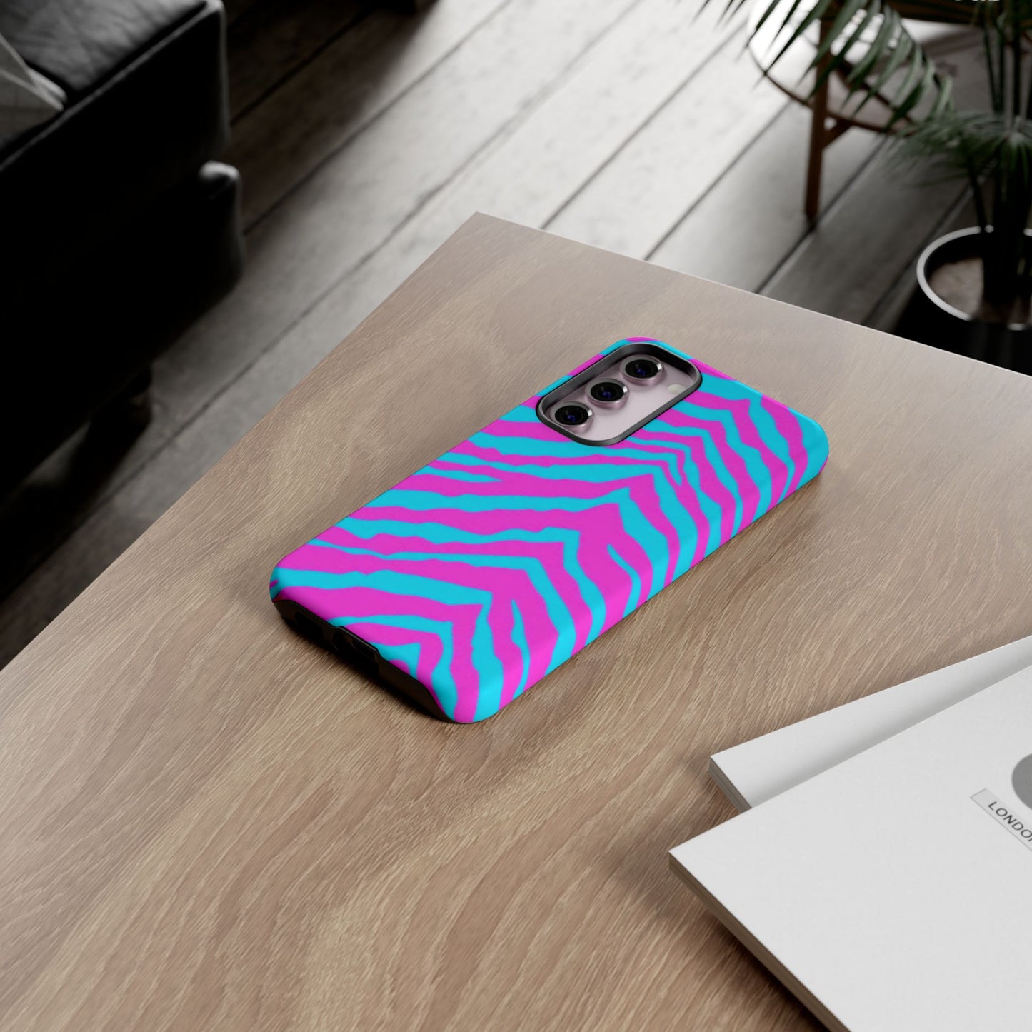 Animal Print Hot Pink And Teal Tough Case for iPhone, Galaxy and Google Pixel