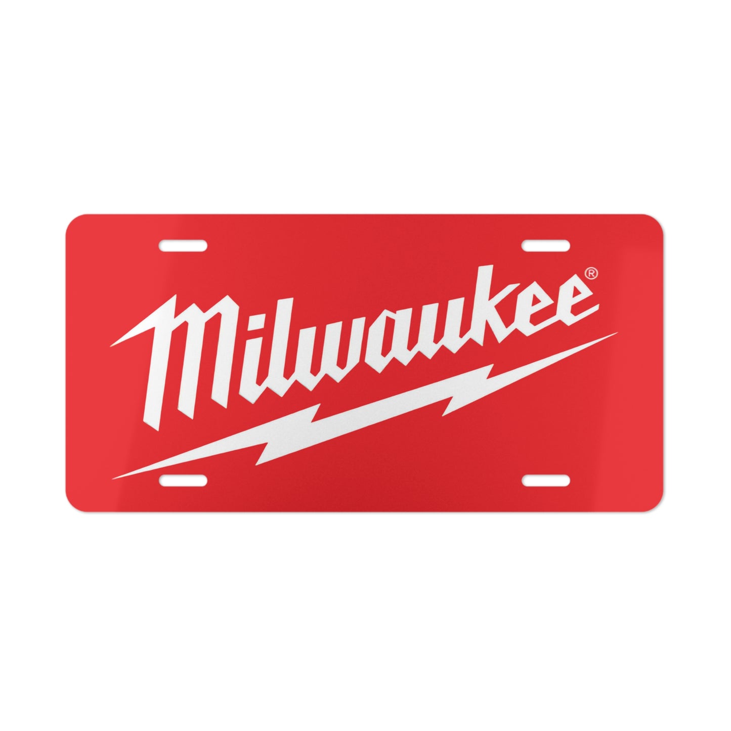 Red Milwaukee Vanity Front License Plate, Custom Car Tag