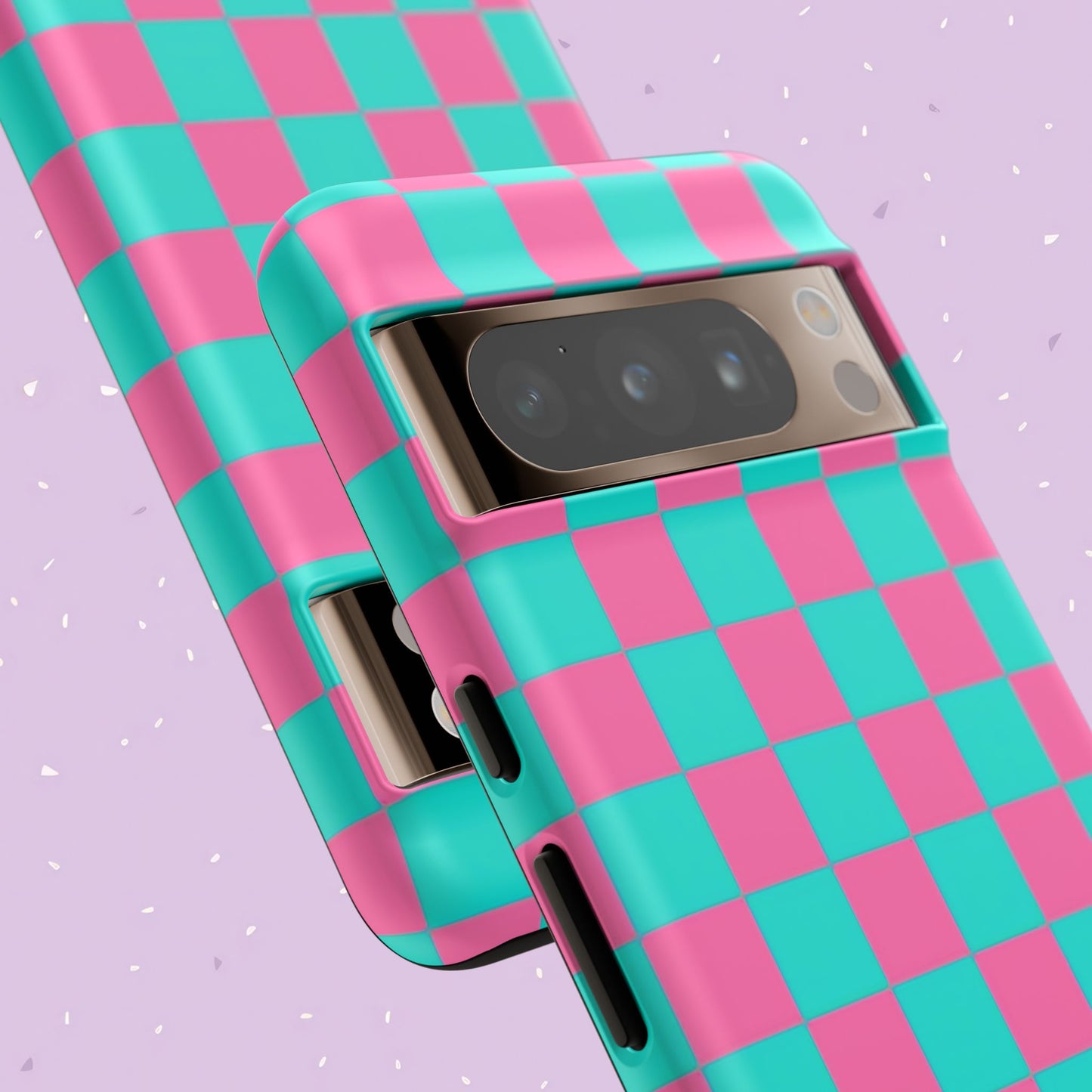 Hot Pink And Teal Checker Pattern Tough Case for iPhone, Galaxy Phones and Google Pixel