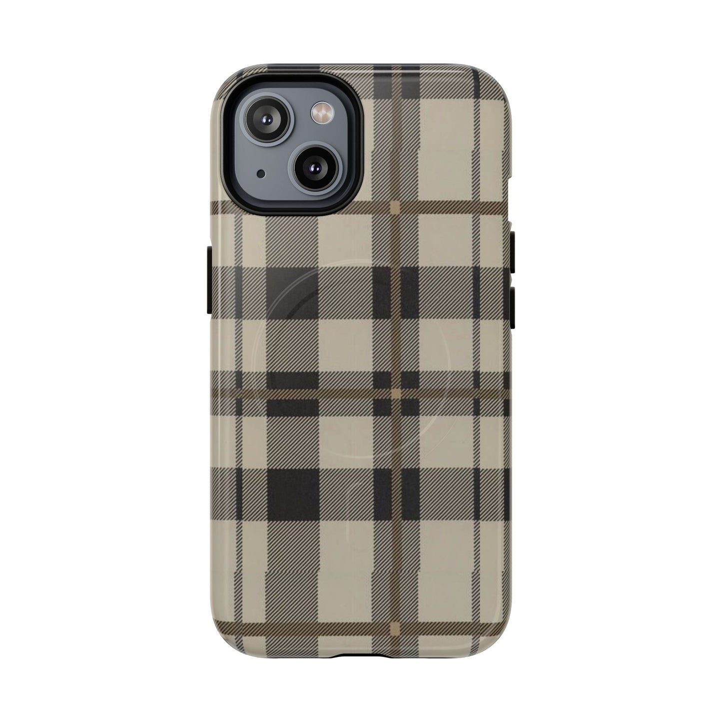 Neutral Plaid Phone Case Tough Magnetic Case | Beige Tartan Gift Idea