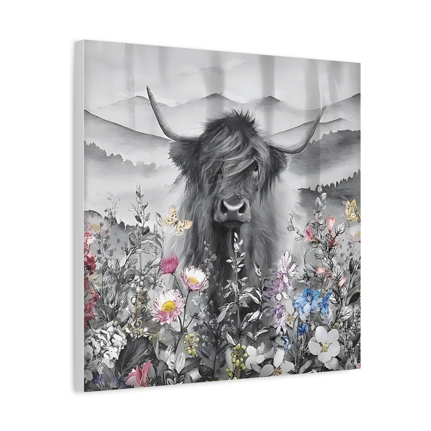 Canvas Poster, Scottish Highland Cow Vertical Wall Art, Housewarming Gift, Home