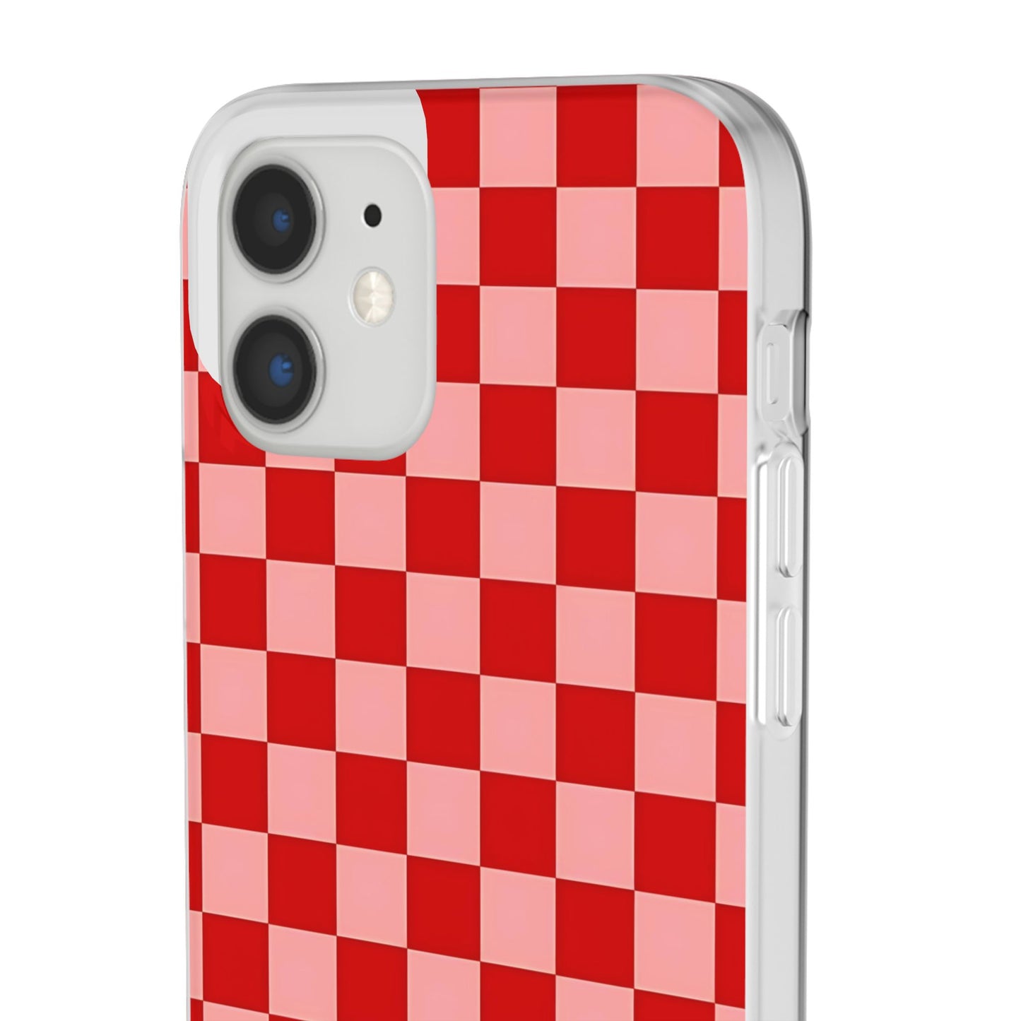 Red Checkerboard TPU Soft Flexi Phone Case — Retro Red & Pink Plaid Protective Cover
