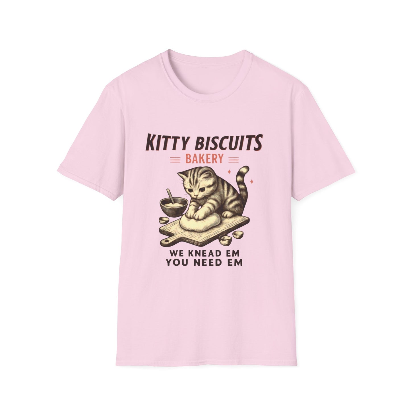 Kitty Biscuits Bakery T-Shirt | Cat Baking Graphic T, Softstyle Gift