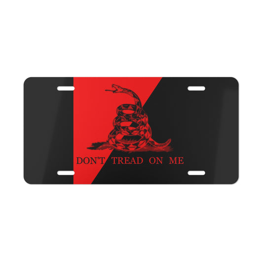 Dont Tread On Me Front Vanity License Plate Black And Red