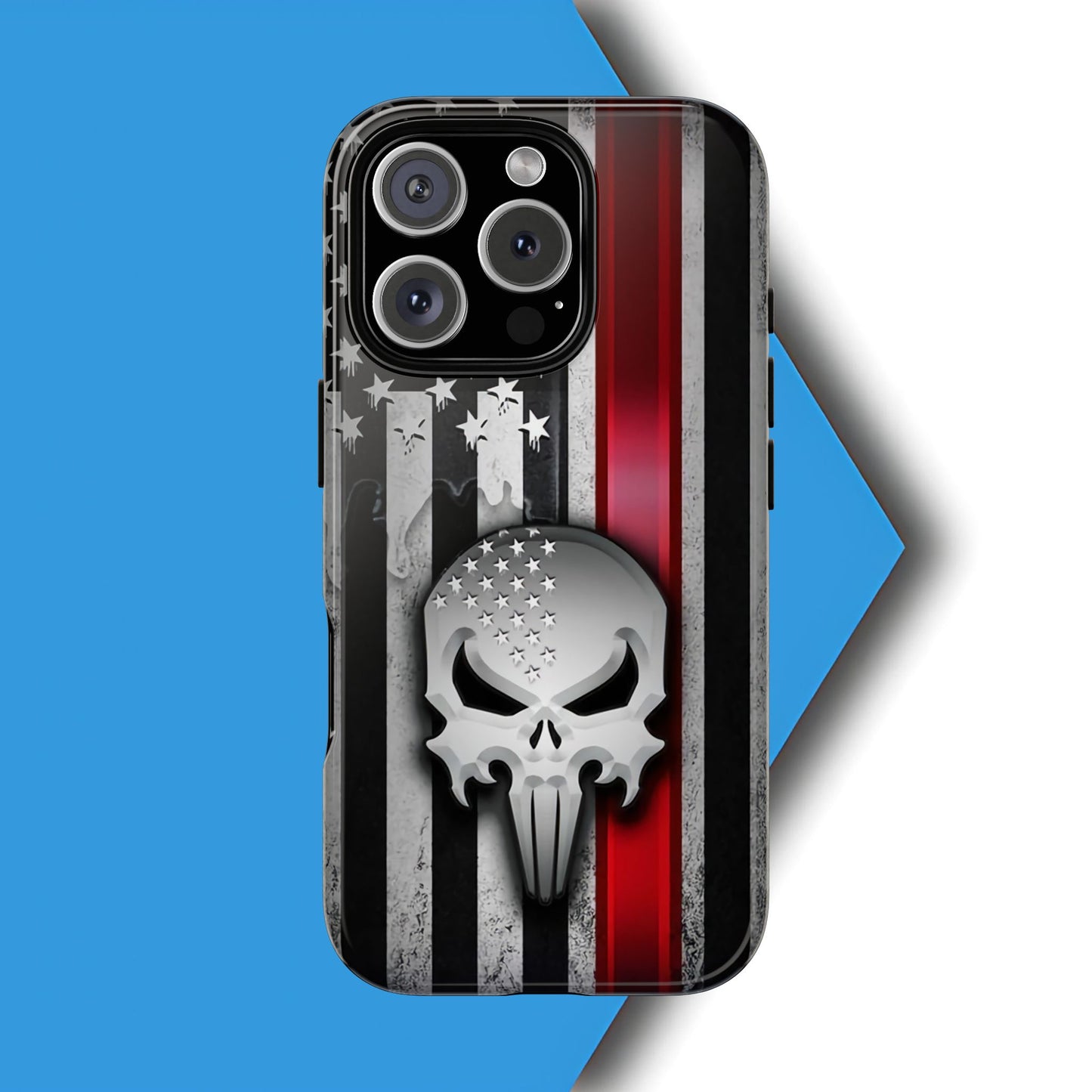 Tough Cases For iPhone, Galaxy and Pixel,  Thin Red Line, Jake Skull Design