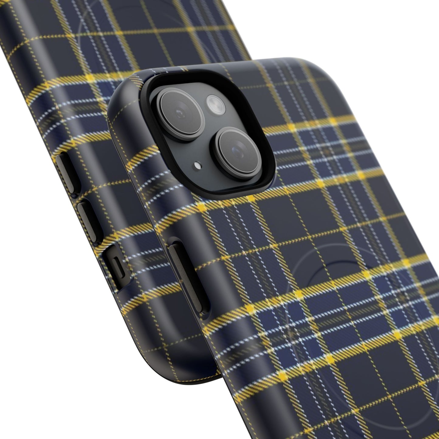 Navy Yellow Plaid Phone Case Tough Magnetic Case | Plaid iPhone Cover