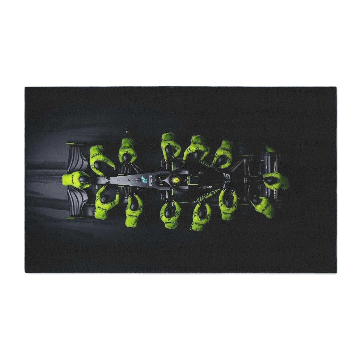 Motor Sports Pit Crew Illustration Floor Mat Formula Racing Team Scene Pirelli Tire
