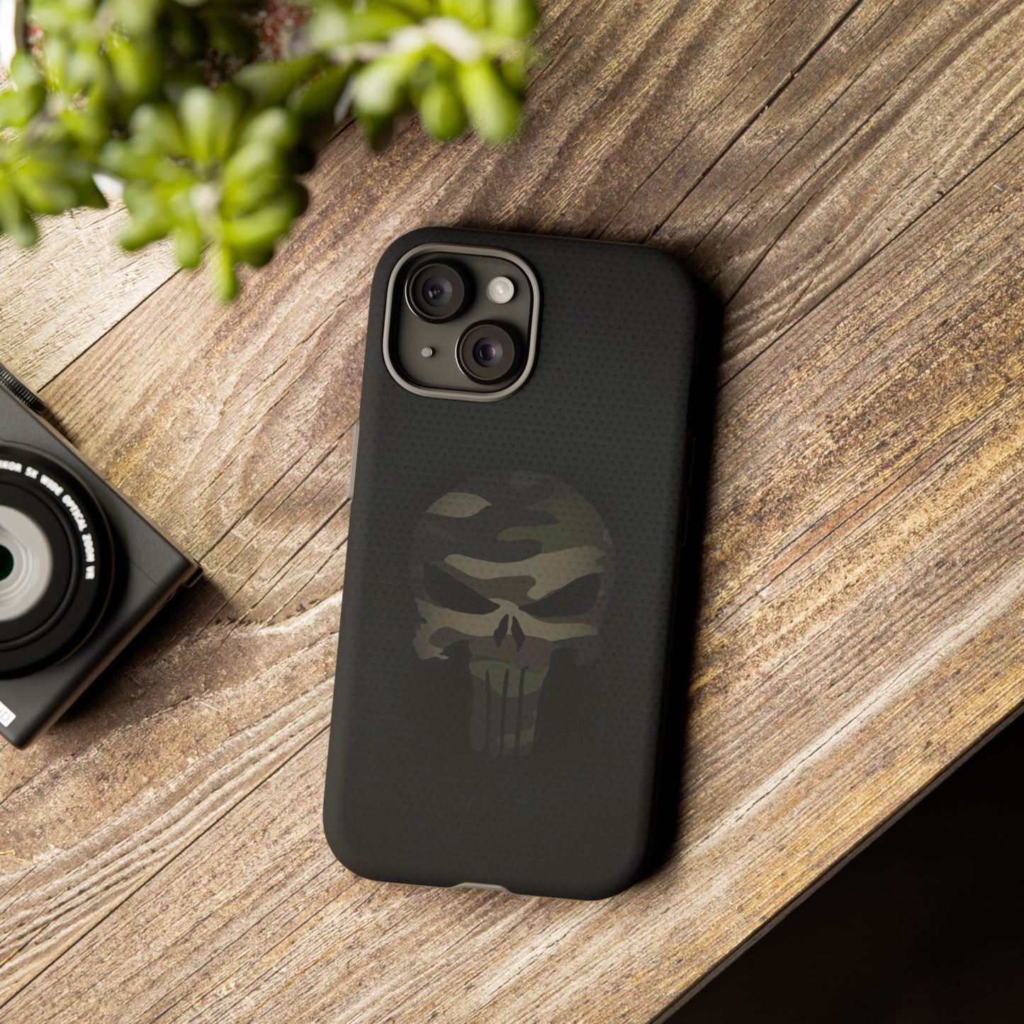 Camo Green Tough Case For iPhone, Samsung Galaxy, Jake Skull Punisher Graphic