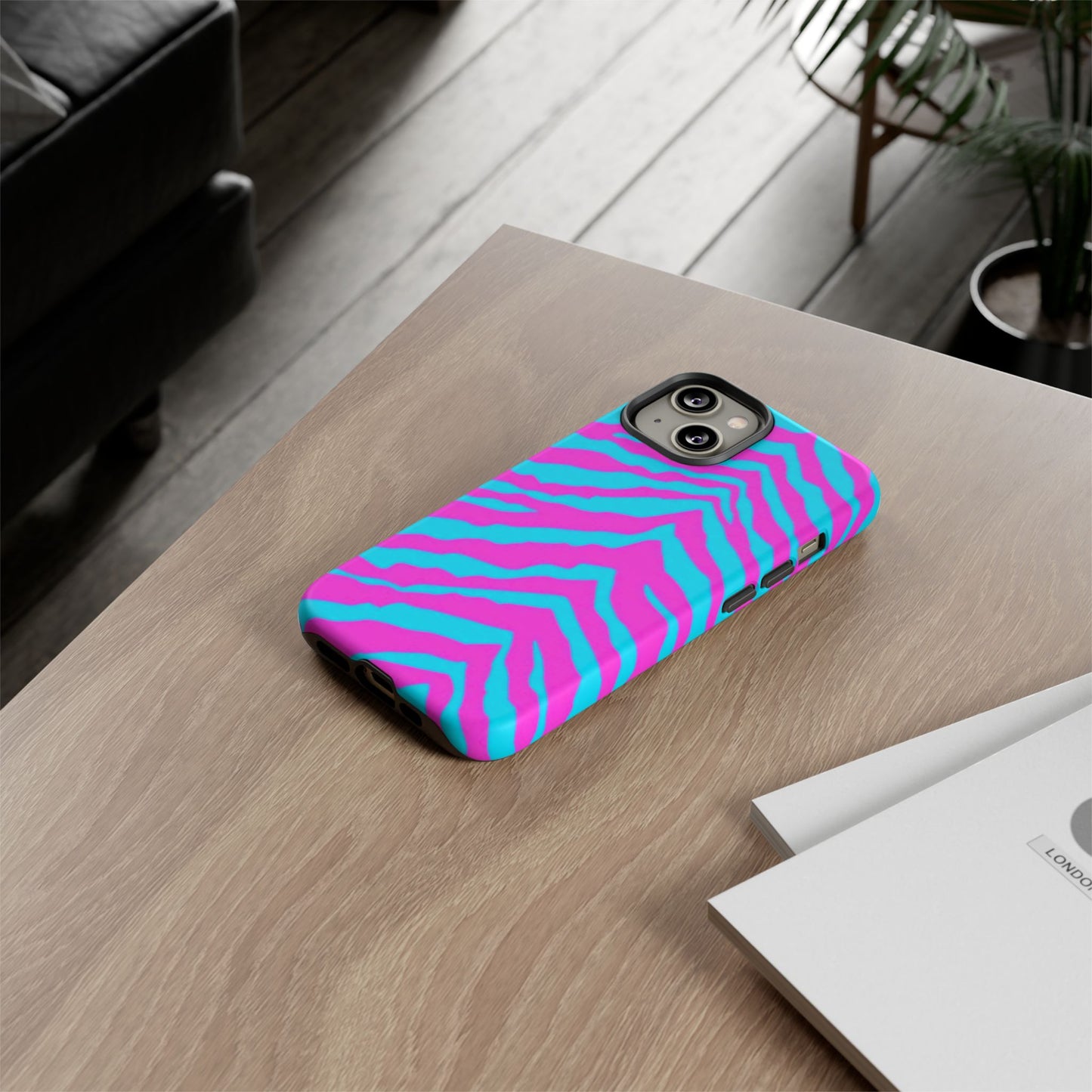 Animal Print Hot Pink And Teal Tough Case for iPhone, Galaxy and Google Pixel