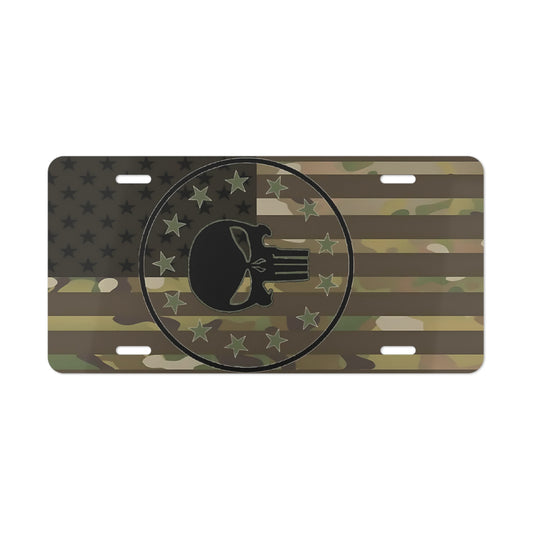 US Flag Army Front License Plate Military Camo Punisher Design Man Cave Art