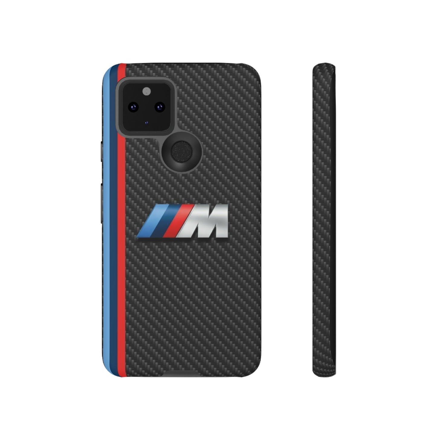 Phone Case - Black Tough Case for iPhones, Galaxy, Pixel, Blue And Red Stripes, BMW M Series