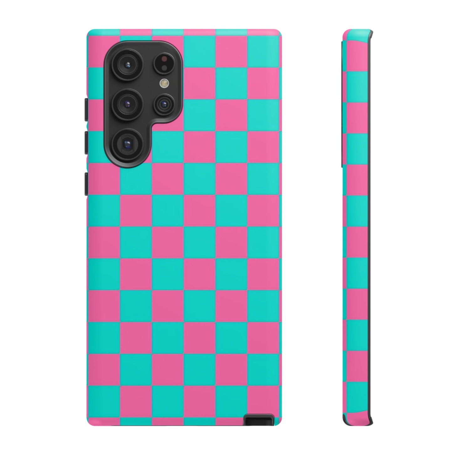 Hot Pink And Teal Checker Pattern Tough Case for iPhone, Galaxy Phones and Google Pixel