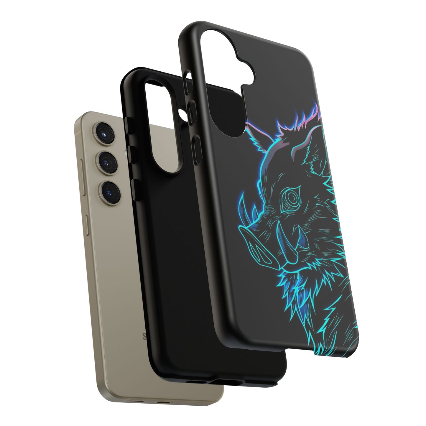 Tough Cases For iPhone, Galaxy, Anime Hashibira Beast Slayer Neon Design