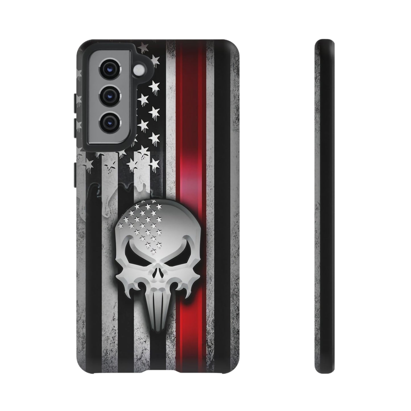 Tough Cases For iPhone, Galaxy and Pixel,  Thin Red Line, Jake Skull Design