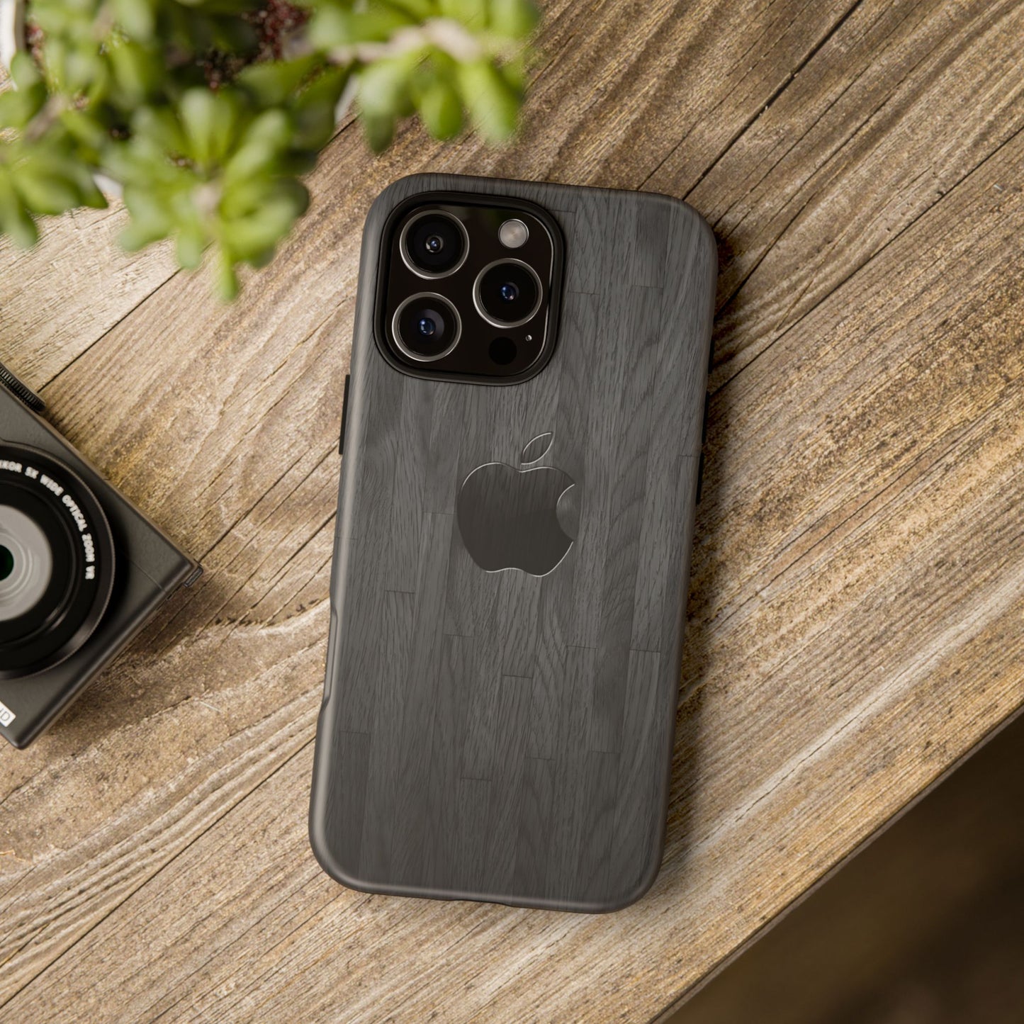 Tough Cases For iPhones, Gray Wood Color Rugged Phone Case