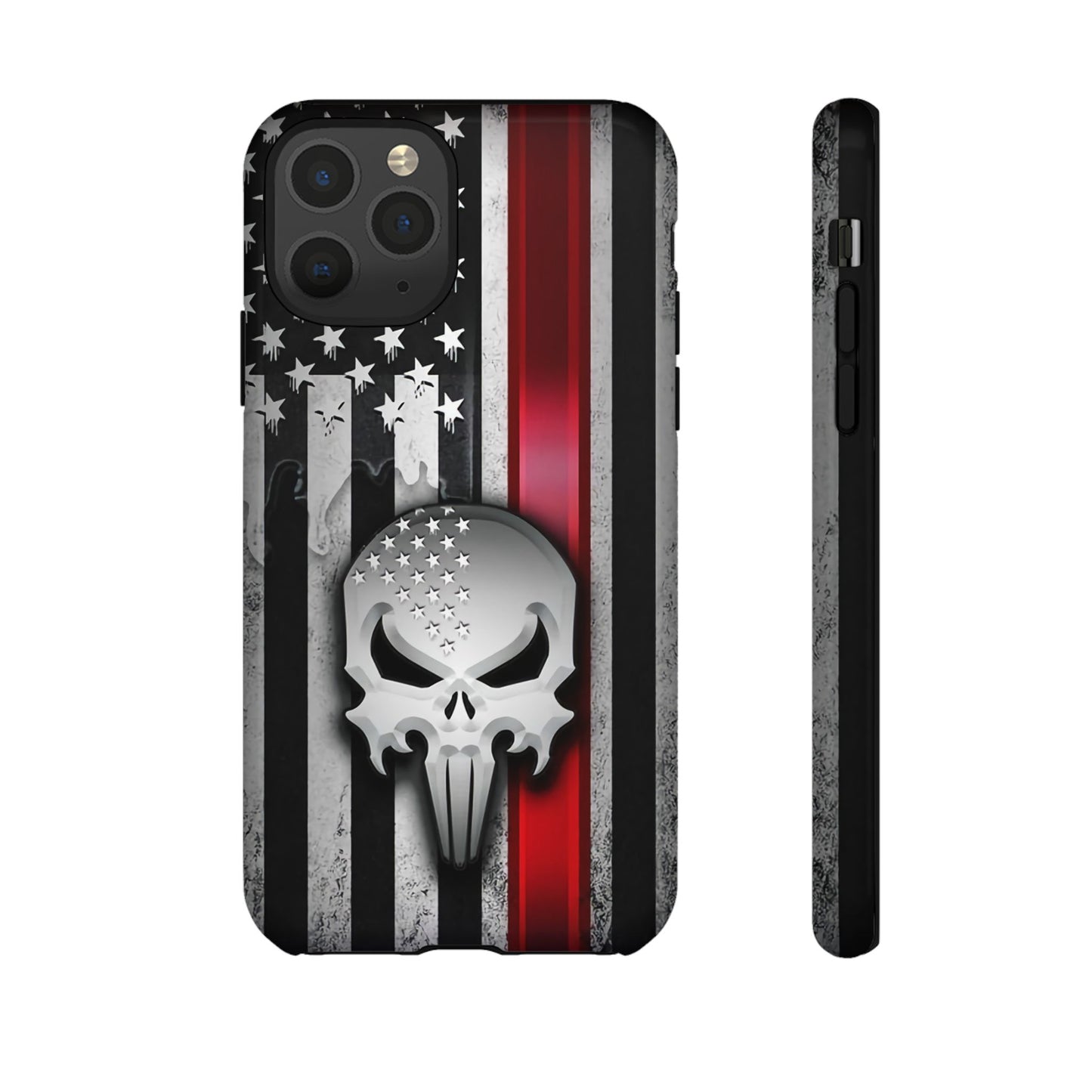 Tough Cases For iPhone, Galaxy and Pixel,  Thin Red Line, Jake Skull Design