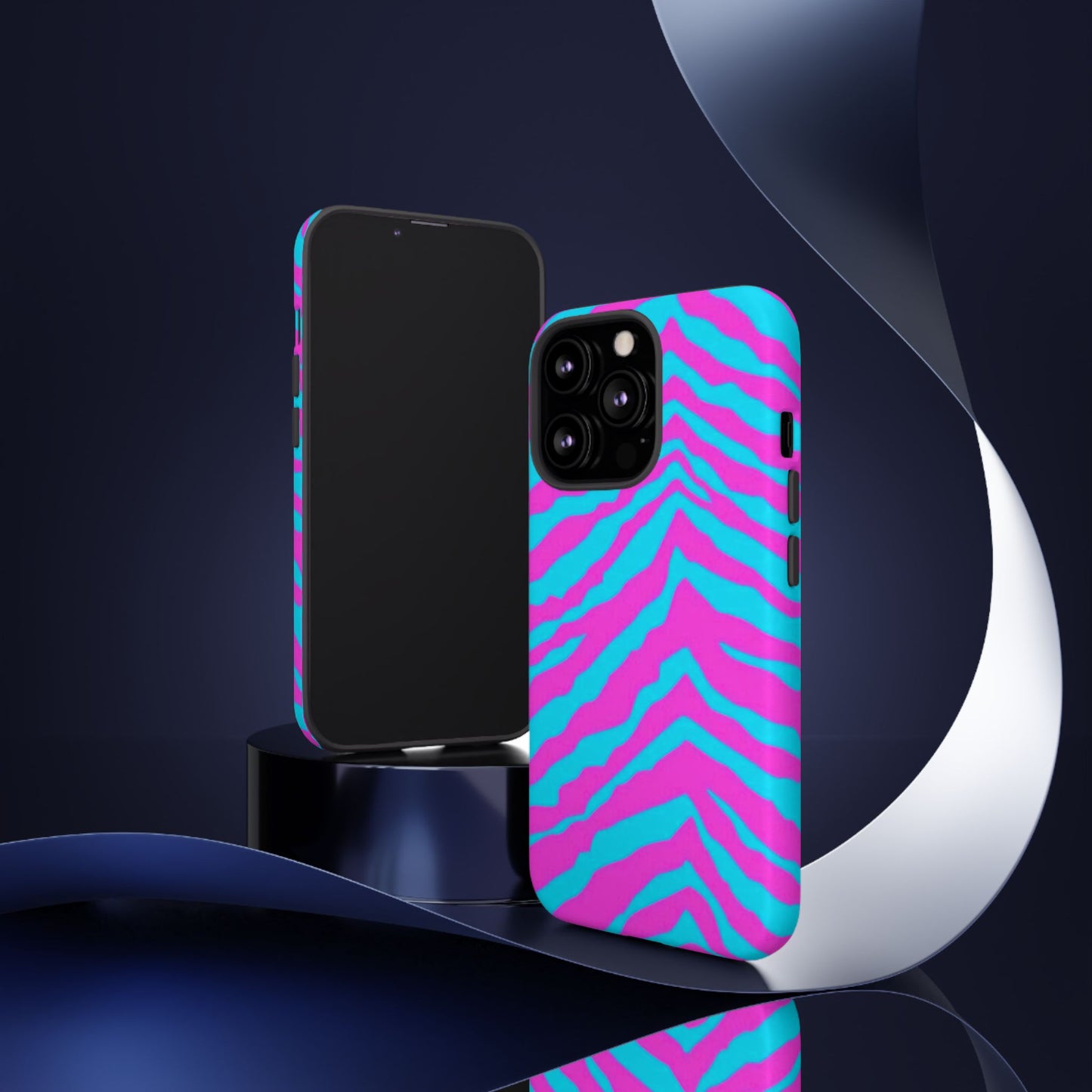 Animal Print Hot Pink And Teal Tough Case for iPhone, Galaxy and Google Pixel