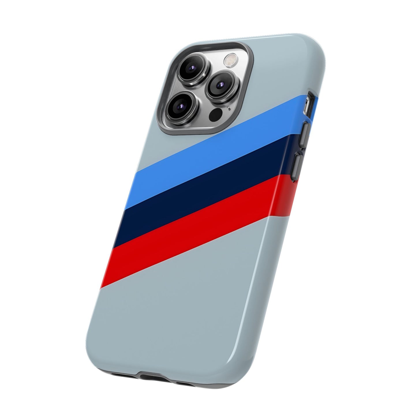 Gray Tough Case For iPhone, Samsung Galaxy and Google Pixel, Blue & Red Stripe