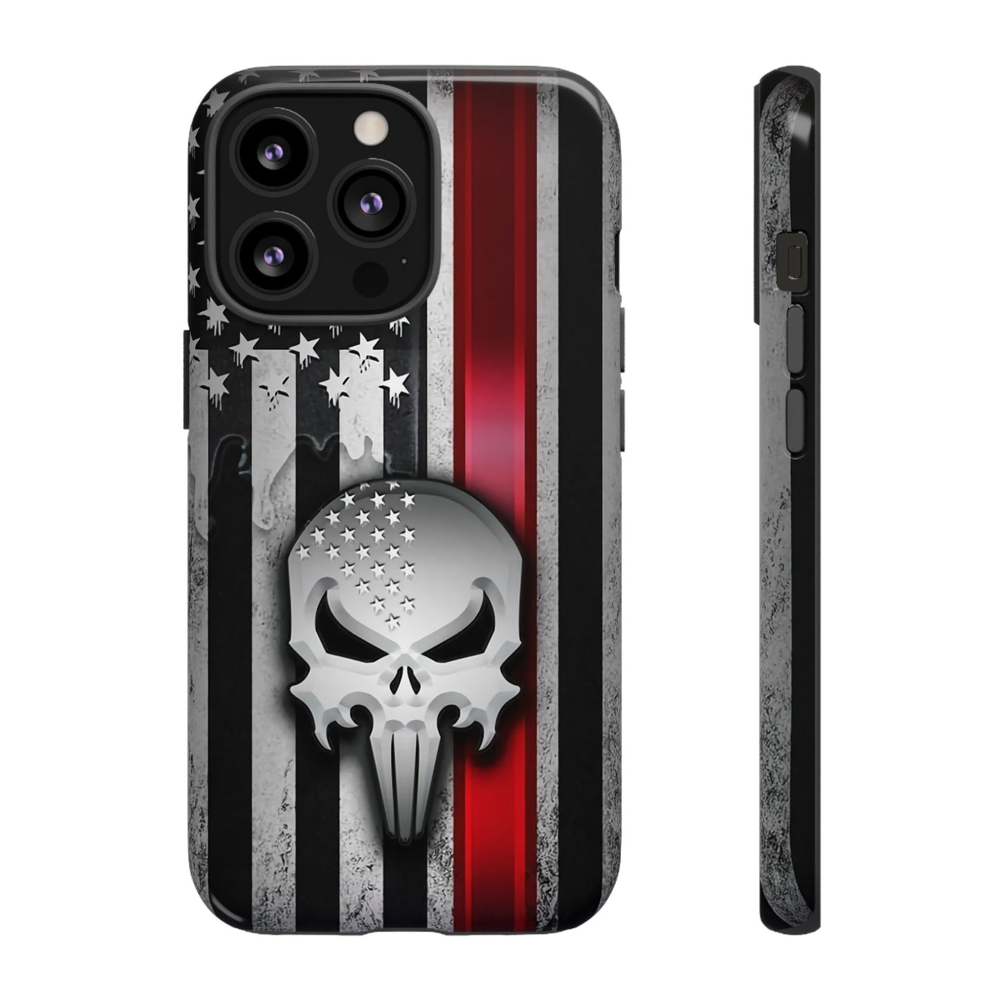 Tough Cases For iPhone, Galaxy and Pixel,  Thin Red Line, Jake Skull Design