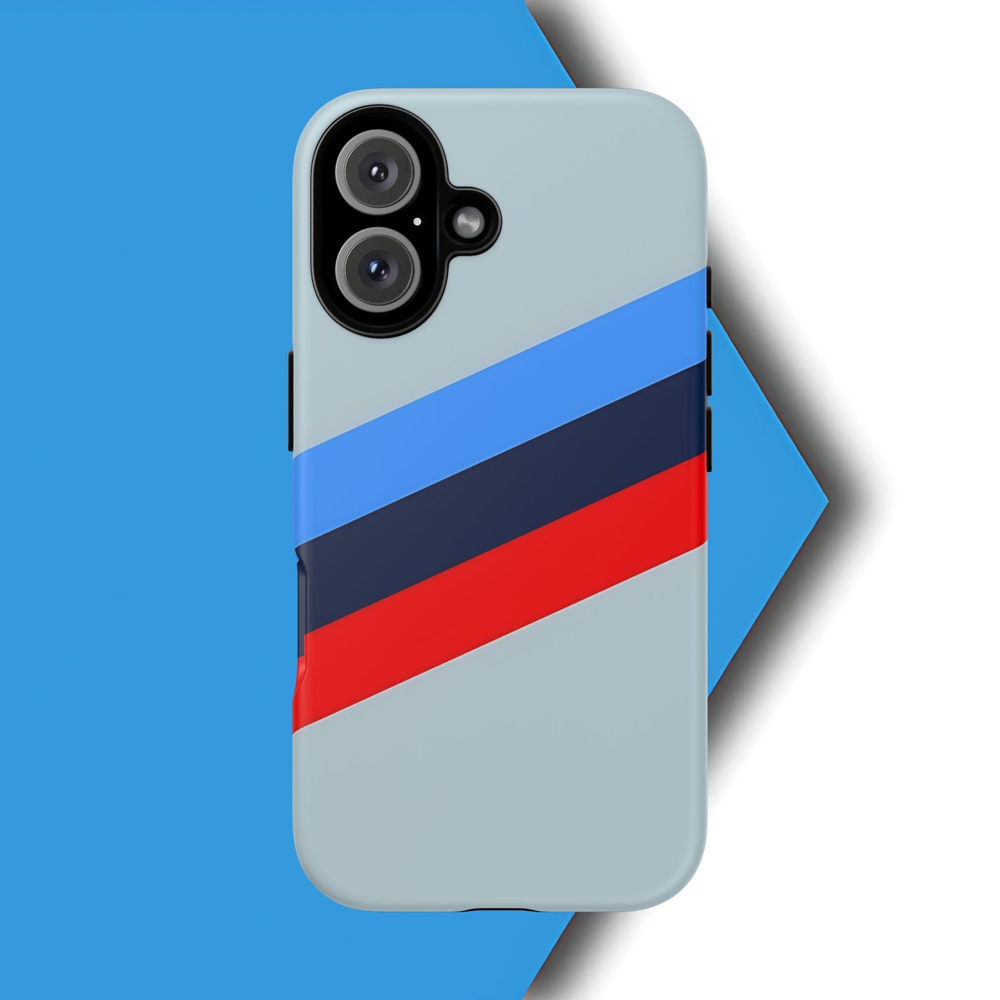 Gray Tough Case For iPhone, Samsung Galaxy and Google Pixel, Blue & Red Stripe