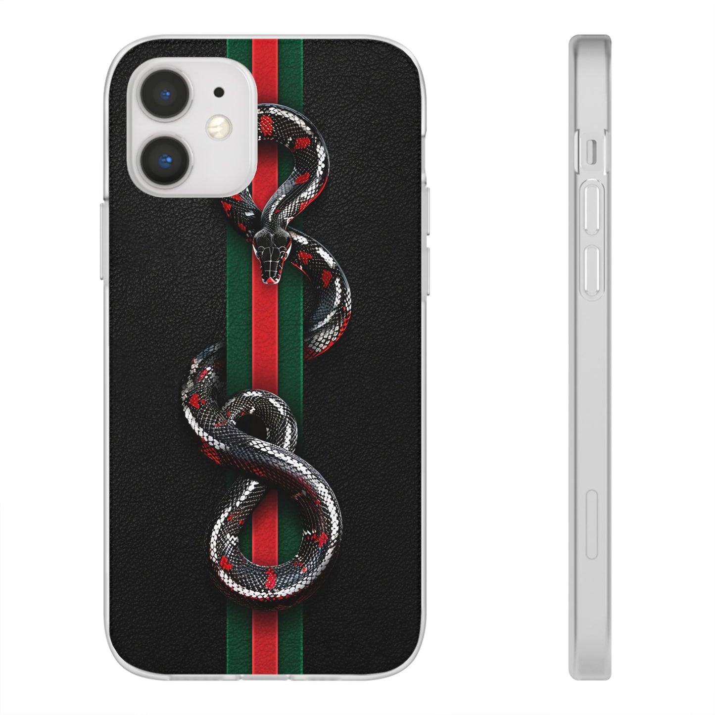 Green and Red Stripes Snake TPU Flexi Cases For iPhones And Samsung Galaxy