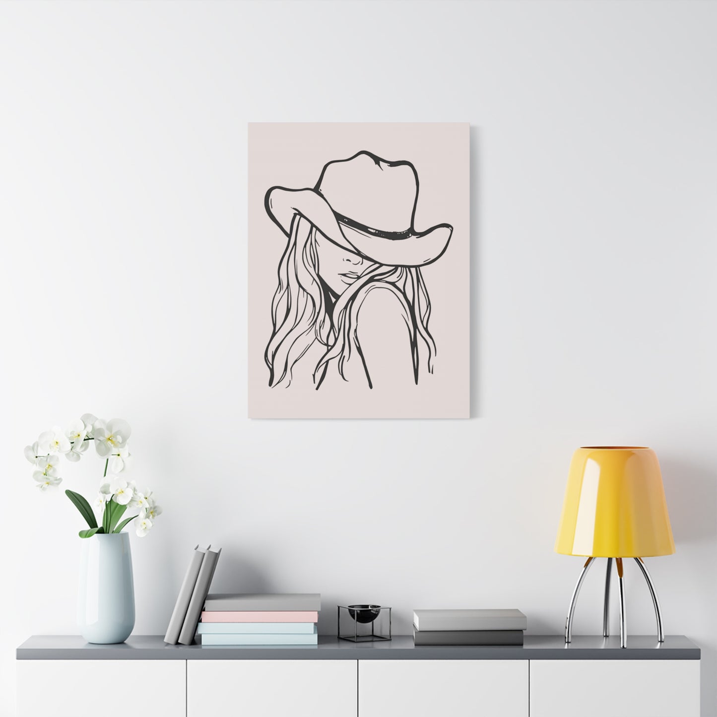 Canvas Wall Art Prints, Western Cowgirl Wall Art, Trendy Line Art