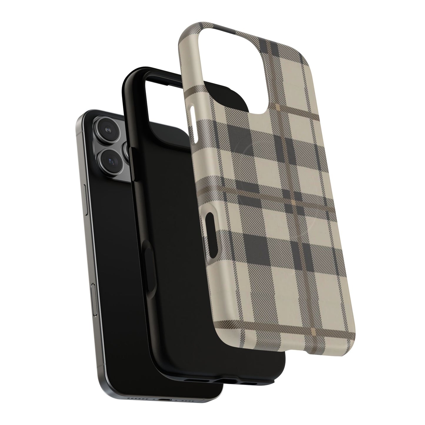 Neutral Plaid Phone Case Tough Magnetic Case | Beige Tartan Gift Idea