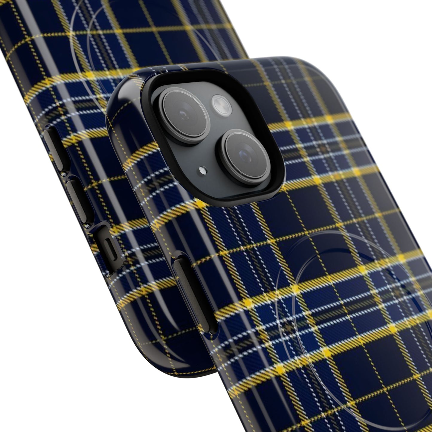 Navy Yellow Plaid Phone Case Tough Magnetic Case | Plaid iPhone Cover