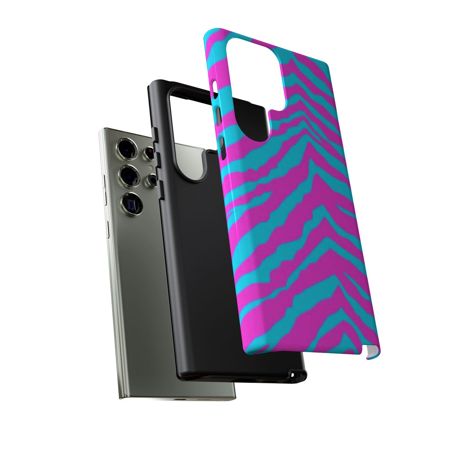 Animal Print Hot Pink And Teal Tough Case for iPhone, Galaxy and Google Pixel