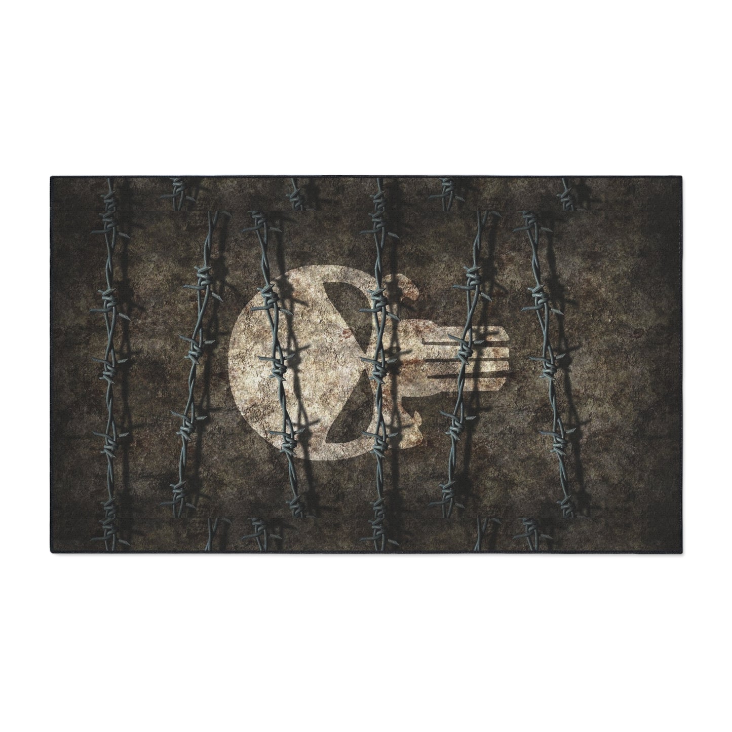 Heavy Duty Floor Mat with Unique Jake Skull Barbed Wire Design | Durable Rug