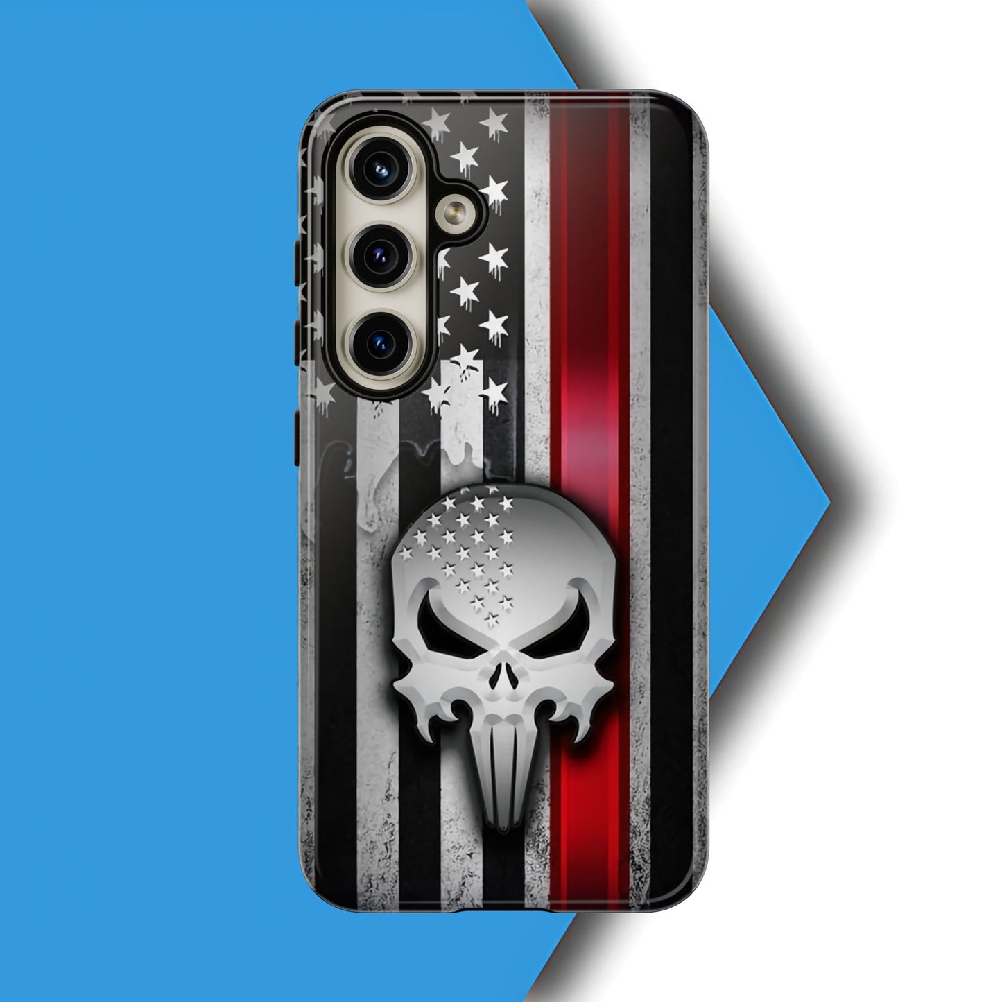 Tough Cases For iPhone, Galaxy and Pixel,  Thin Red Line, Jake Skull Design