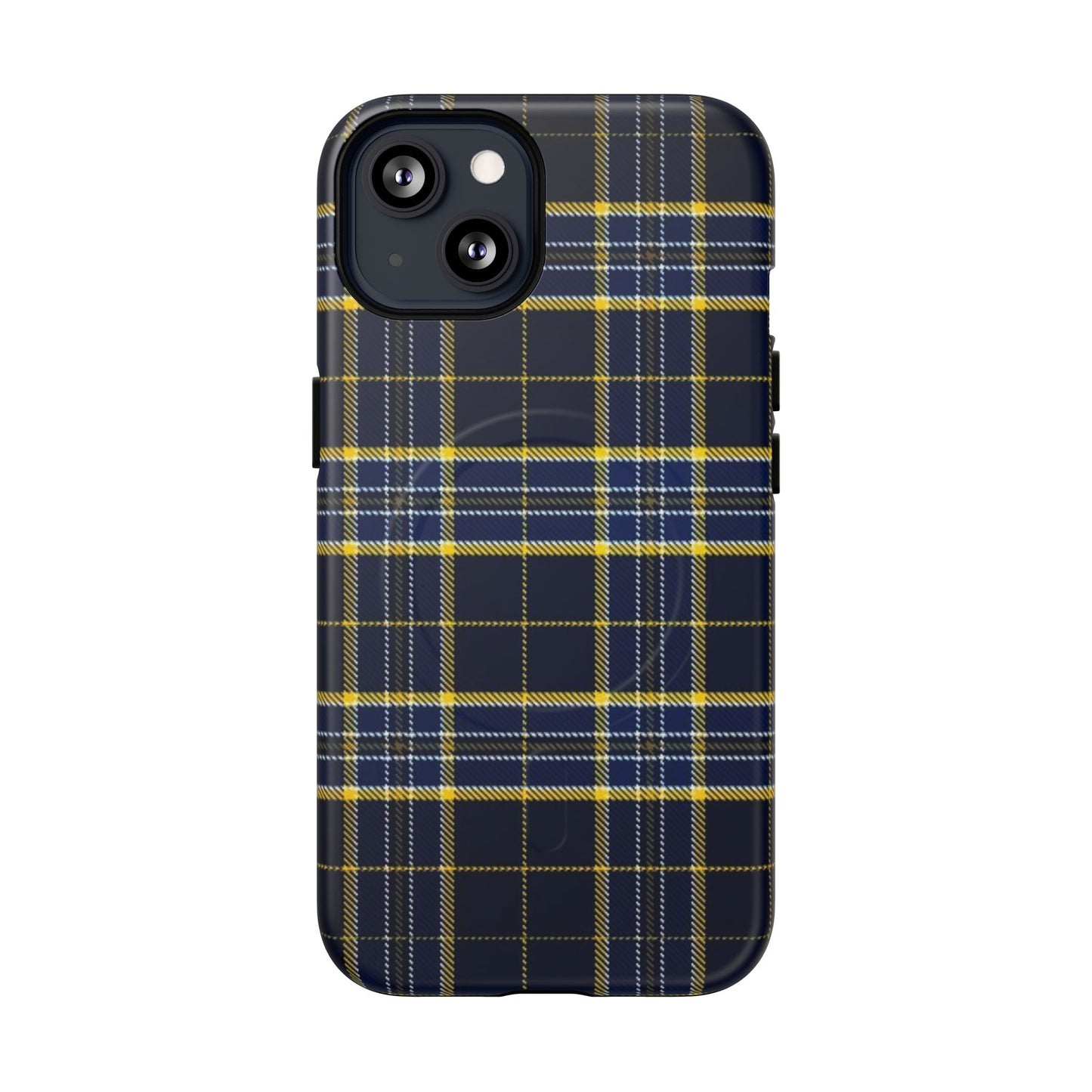 Navy Yellow Plaid Phone Case Tough Magnetic Case | Plaid iPhone Cover