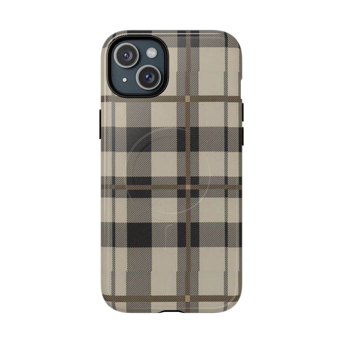 Neutral Plaid Phone Case Tough Magnetic Case | Beige Tartan Gift Idea